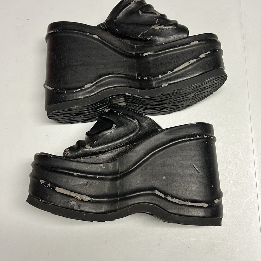 Y2K hot topic black platform slides sandals emo goth - Picture 2 of 8